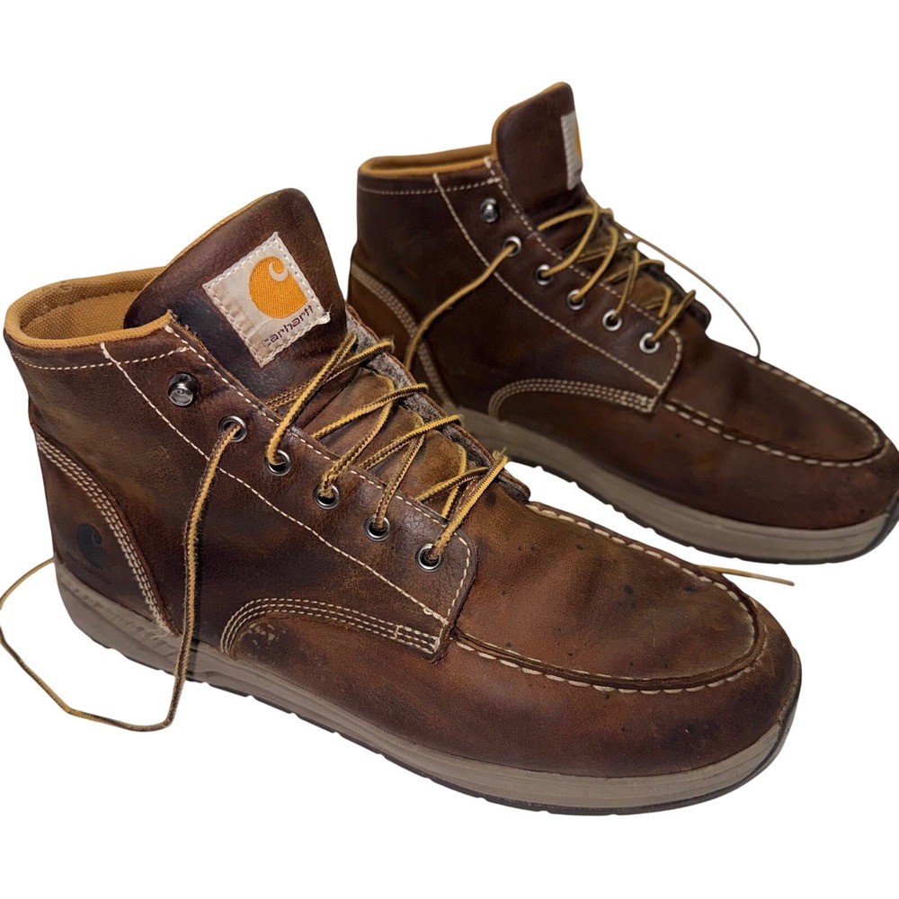 Carhartt Moc Toe Boots Mens 11.5 Brown Leather Lace Up Work CMX4023